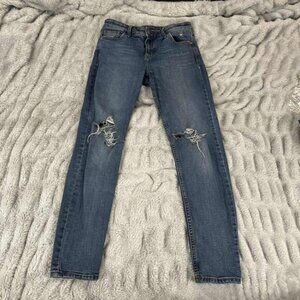 Old Navy Jeans Women 6 Rockstar Skinny Mid Rise Distressed Blue Denim Stretch